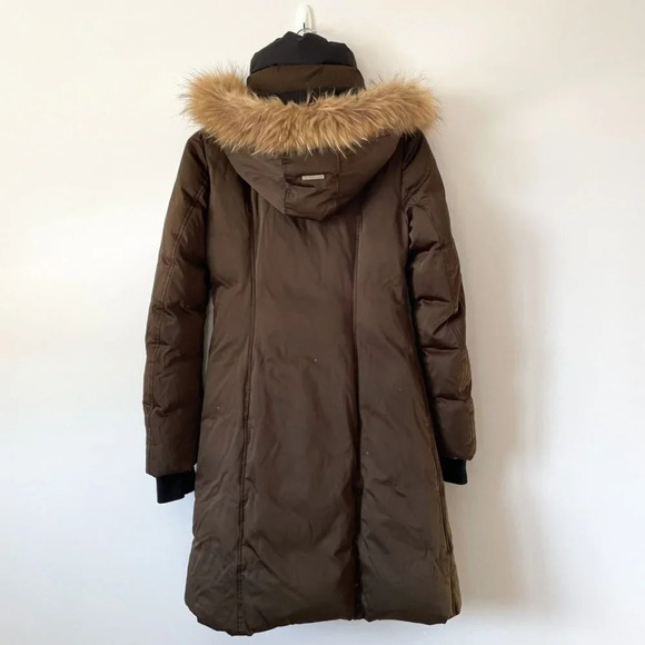 Soia & Kyo BROWN  Down Racoon Fur Hood Long Christy Parka Jacket Coat Sz S - Picture 8 of 13